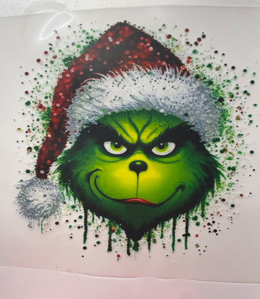 Grinch glitter look DTF Heat Transfer