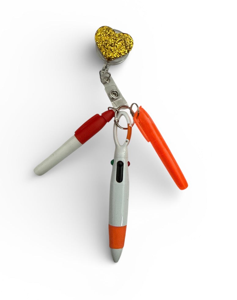 Nurse pen, highlighter , marker badge reel