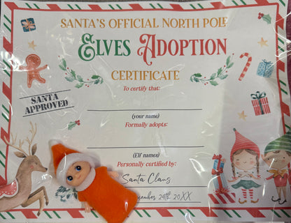 Orange Baby Elf with Birth Certificaten