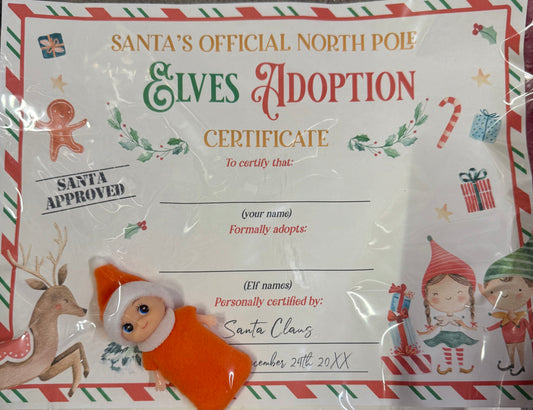 Orange Baby Elf with Birth Certificaten
