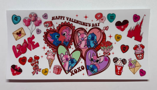 Stitch and Angel 4 Hearts Happy Valentines Day XOXOCup Transfer