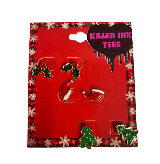 Mistletoe,Santa hat,tree  Christmas Earrings