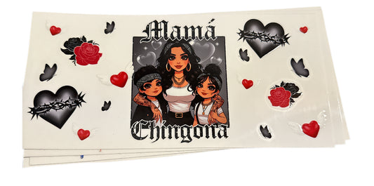 Mama black with hearts Chingona Cup Transfer