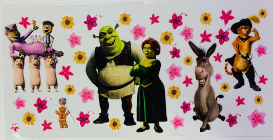 Shrek & Fiona Flowers Cup Transfer