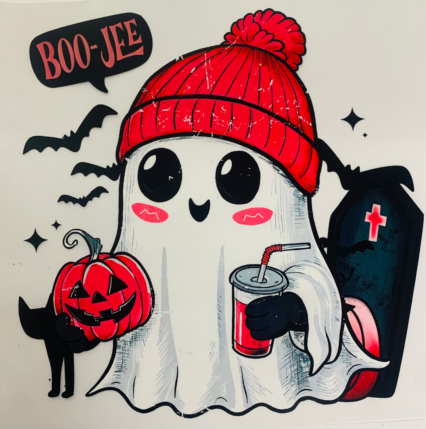 Boo-Jee Ghost Pink Hat DTF Heat Transfer