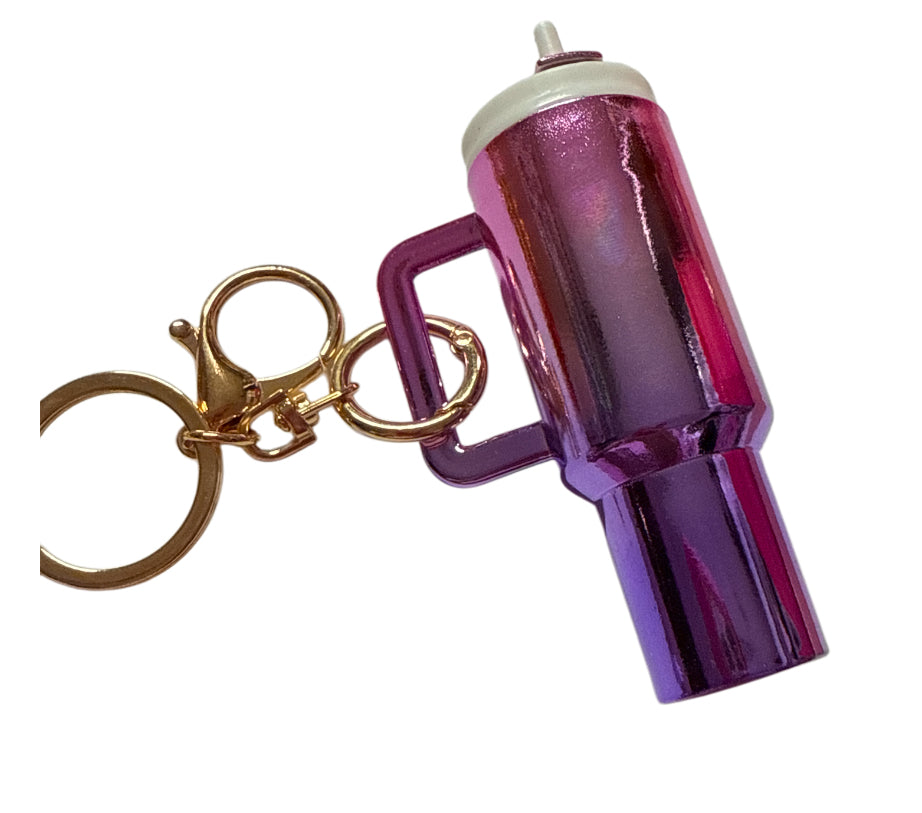Blank metalic pink/purple Cup Storage keychain