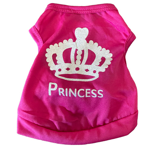 Pink princess shirt for dog