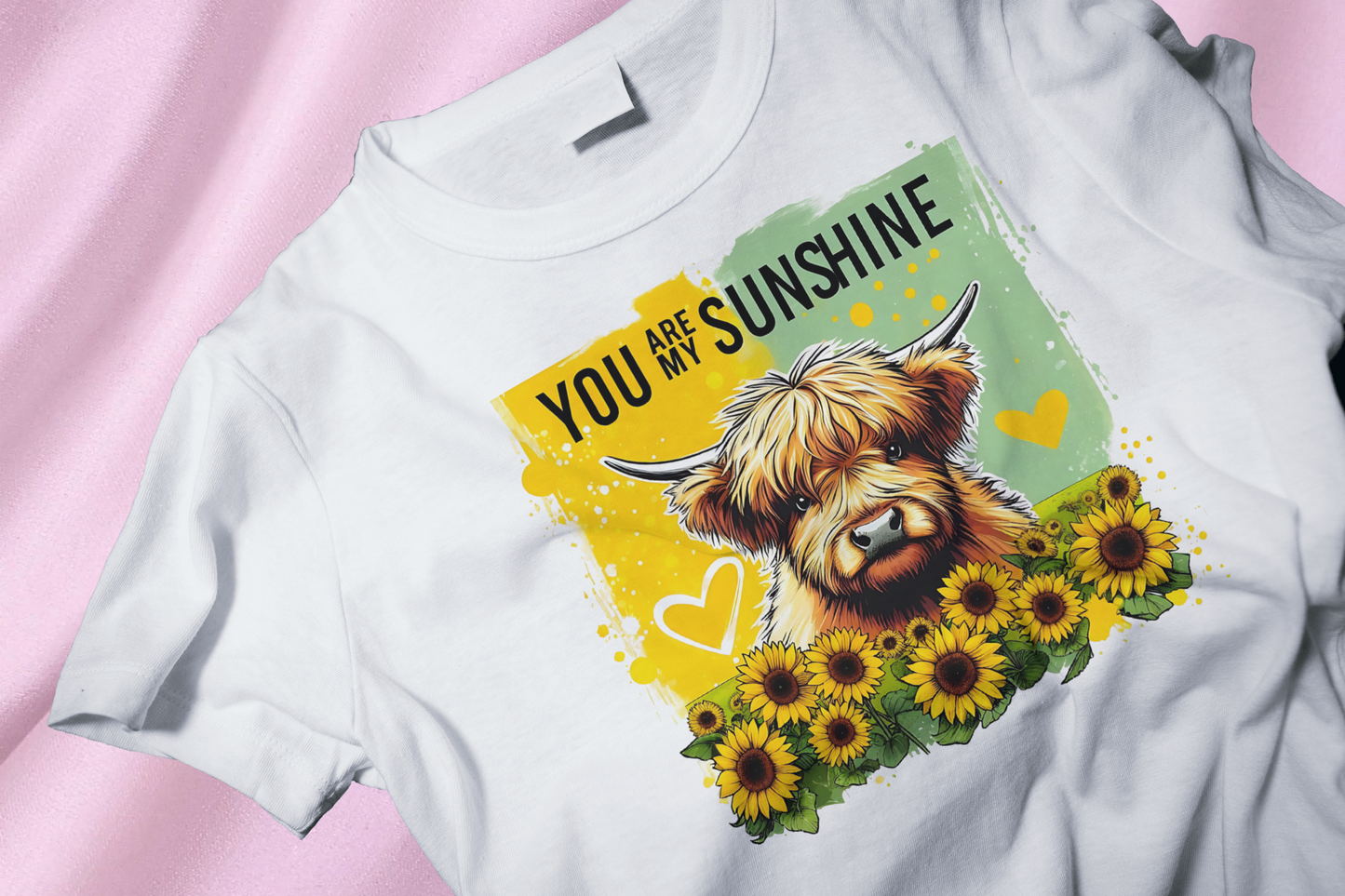 Sunflower cow DTF Heat Transfer