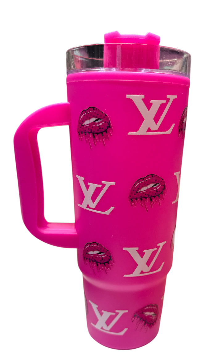 Lv Hot pink plastic tumbler