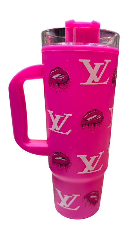 Lv Hot pink plastic tumbler