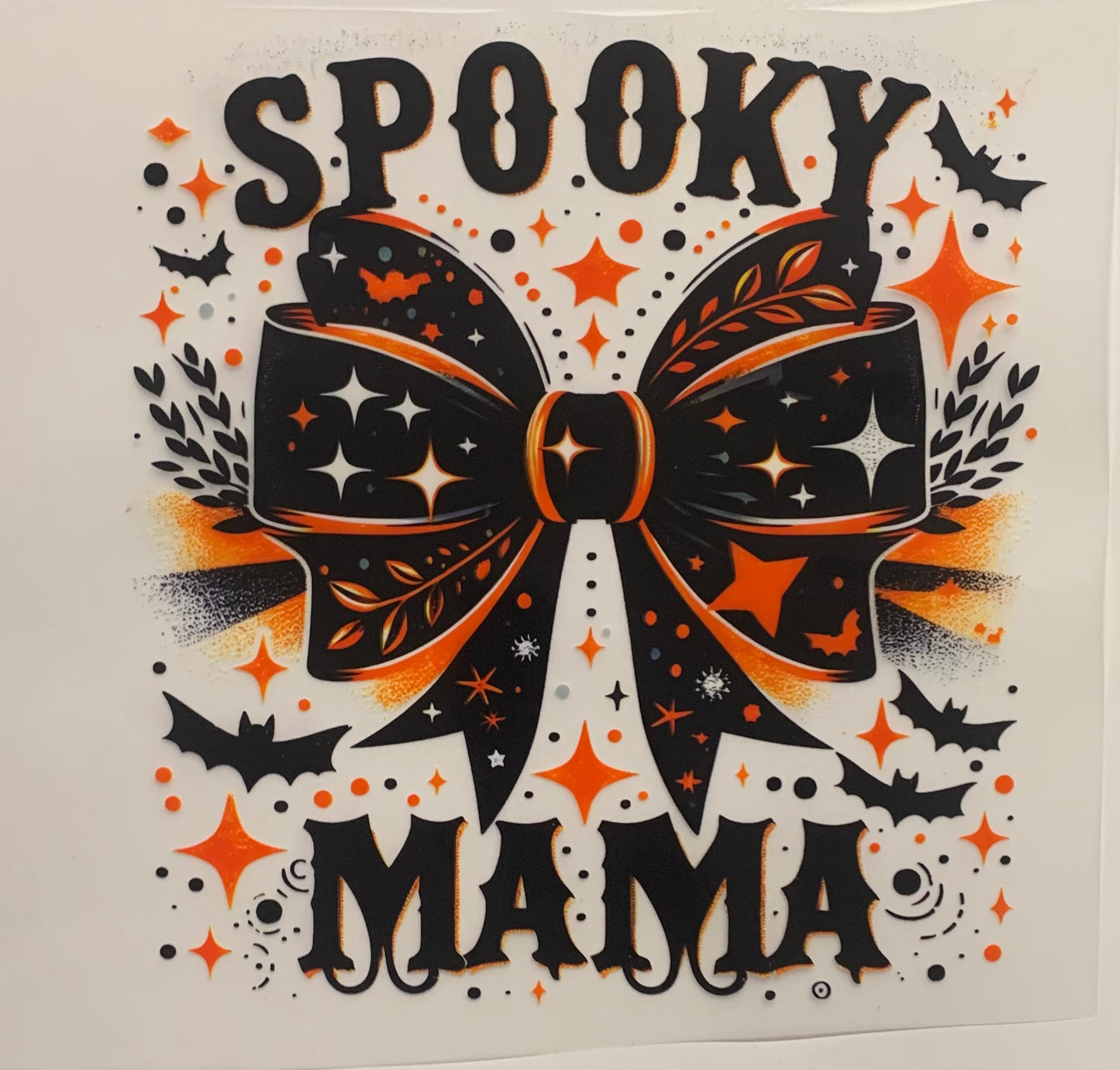 Spooky mama orange black bow DTF Heat Transfer