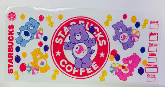 Purple Care Bear Starbucks Coffee Balloons Cup Transfer