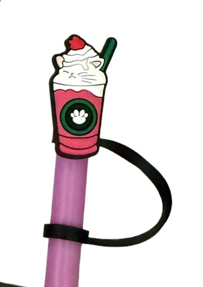 Coffee shake pink Straw  Topper