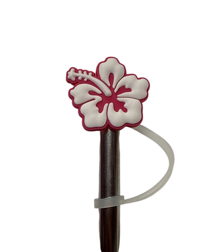 Pink tropical flower Straw Topper
