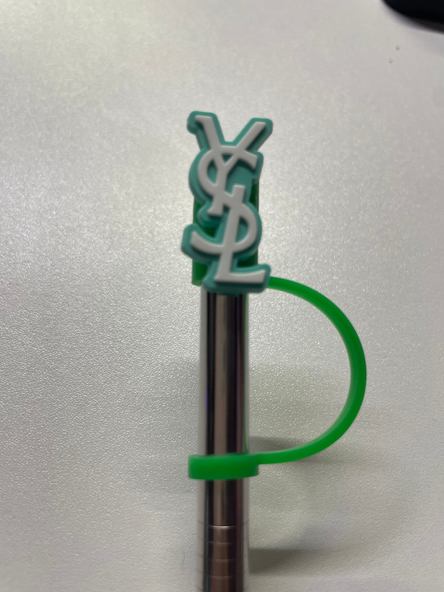 Green white YSL Straw Topper