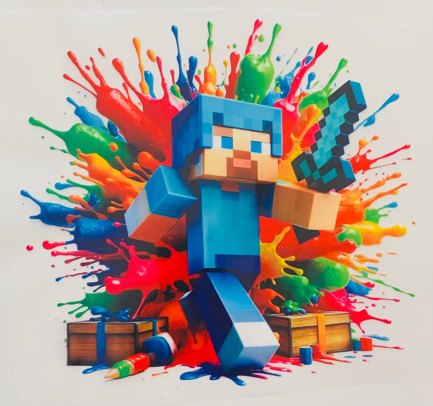 Minecraft blue helmet sword DTF Heat Transfer