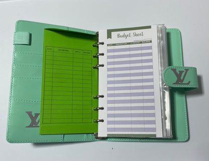 Mint/Silver LV Budget Binder Book With Pen