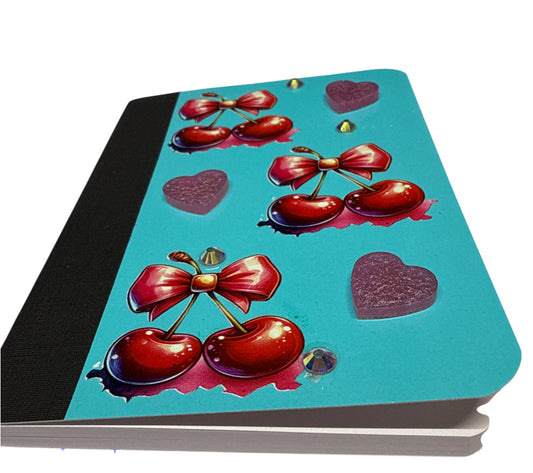 Cherry heart charm  small Notebook