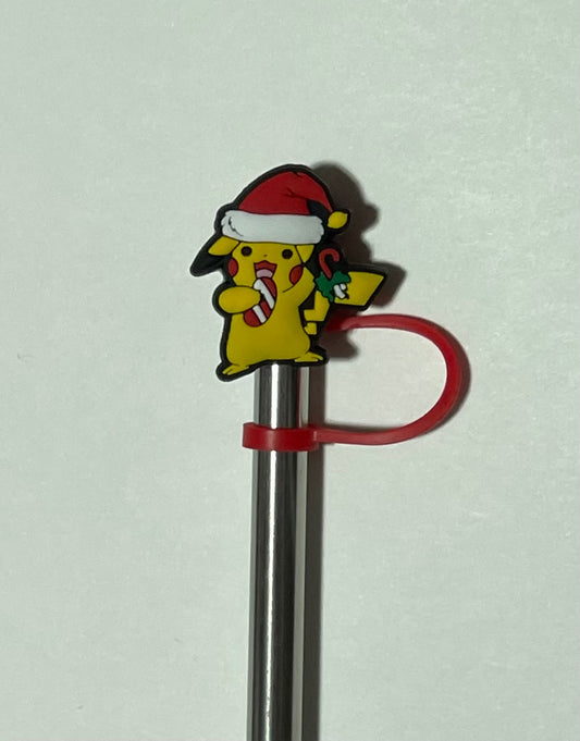 Pikachu Pokemon Christmas Straw Topper