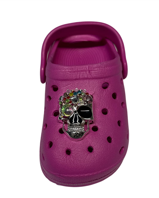 Skull rhinestones metal Shoe Charm
