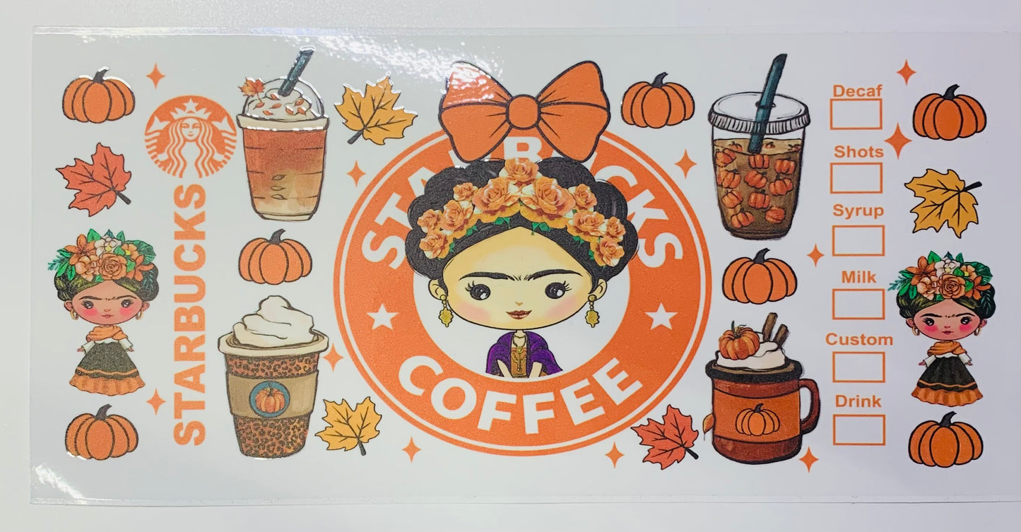 Frida Kahlo Starbucks Coffee Cup Transfer