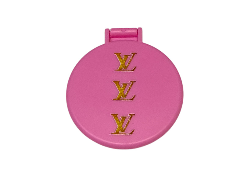 Lv gold glitter/ pink pocket mirror