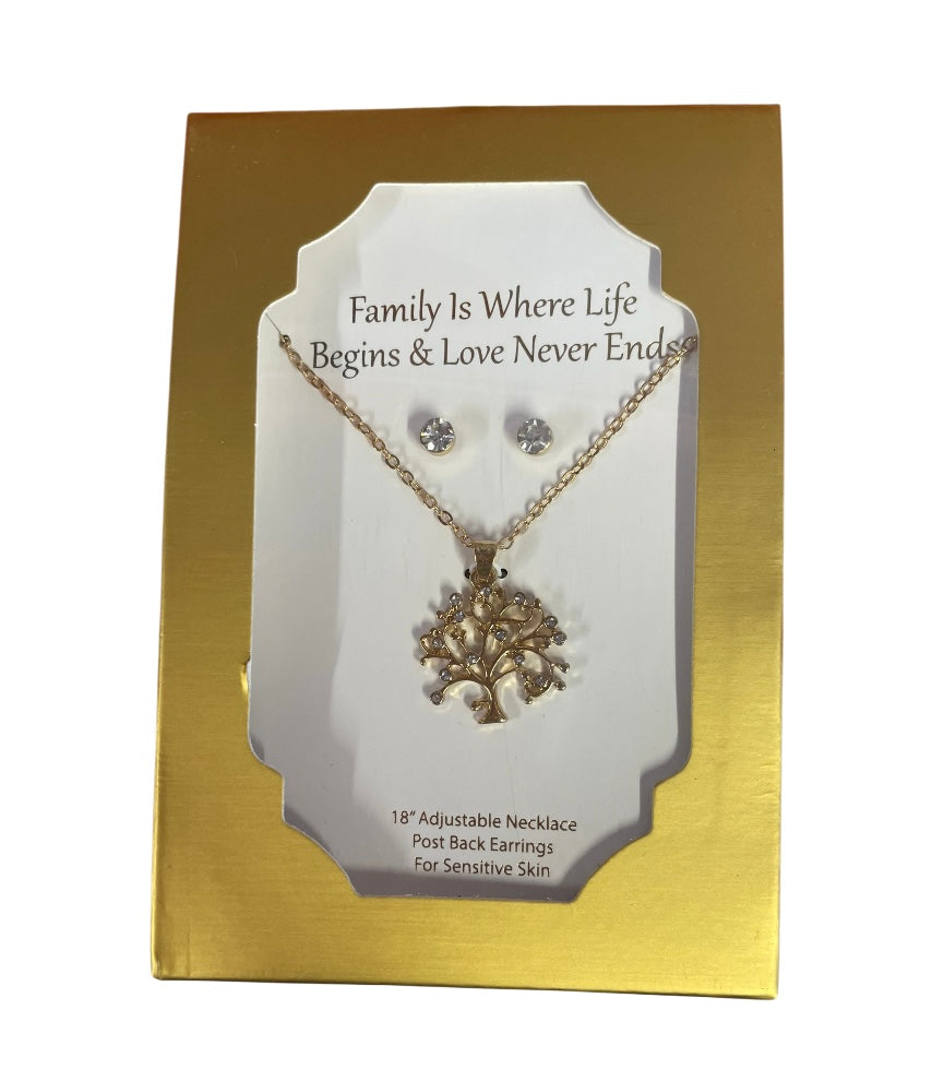 Family is where life begins Earring & Necklace set