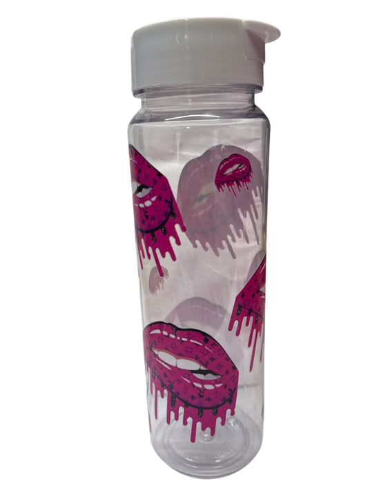 Dark pink lv lips Water bottle 30oz