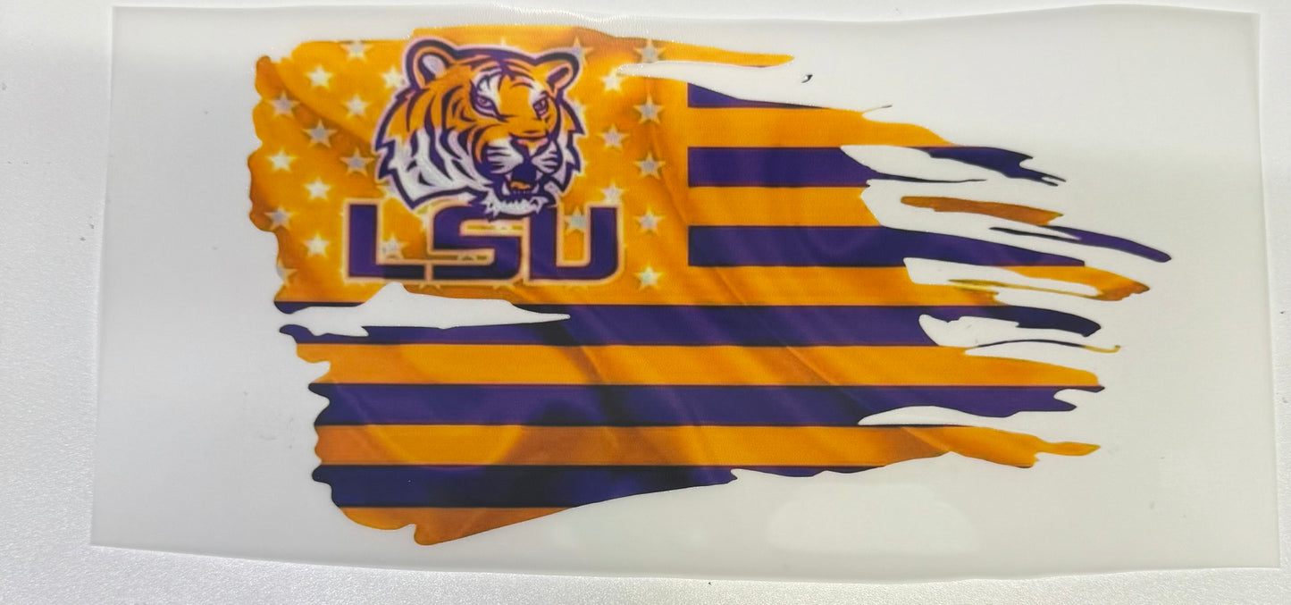 LSU Tigers Ripped Flag DTF Heat Transfer