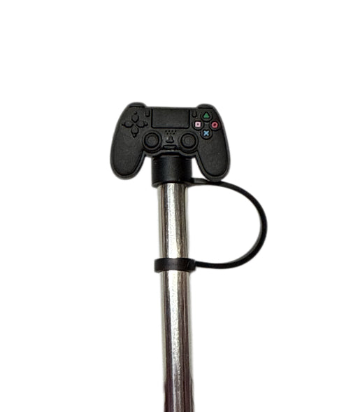 PlayStation black remote Straw Topper