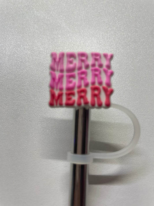 Merry merry pink Straw Topper