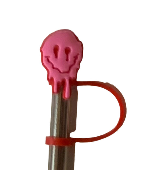 Pink drip face Straw Topper