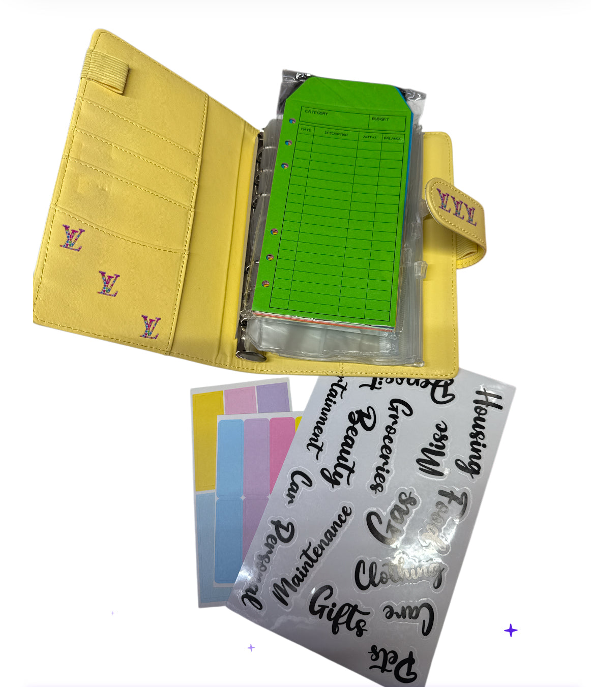 LV colorful/yellow Budget Binder Book With Pen