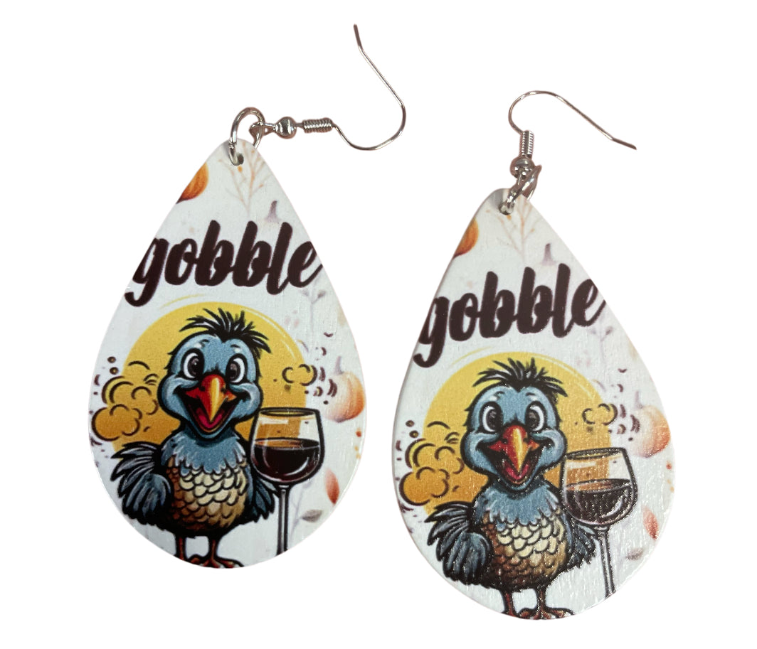 Thanksgiving wine gobble Earrings