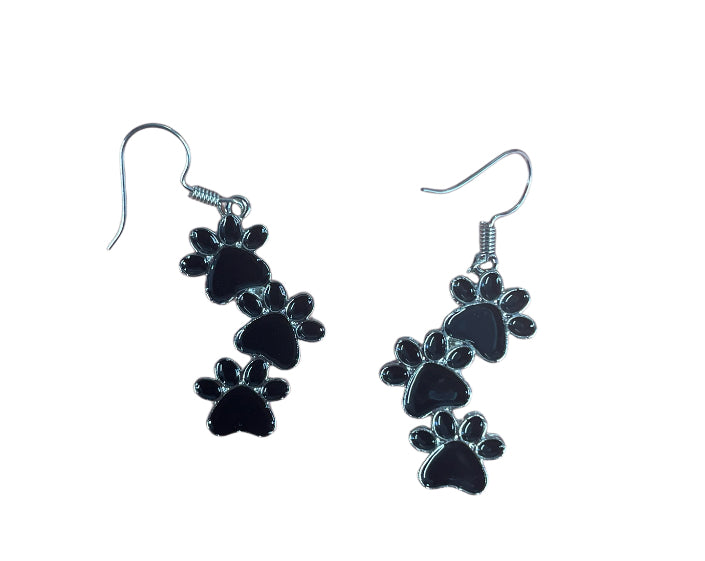 Black paw print Earrings