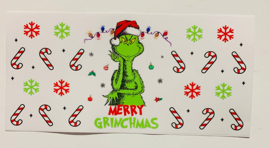 Merry Grinchmas Grinch Upside Down Candy Canes Cup Transfer