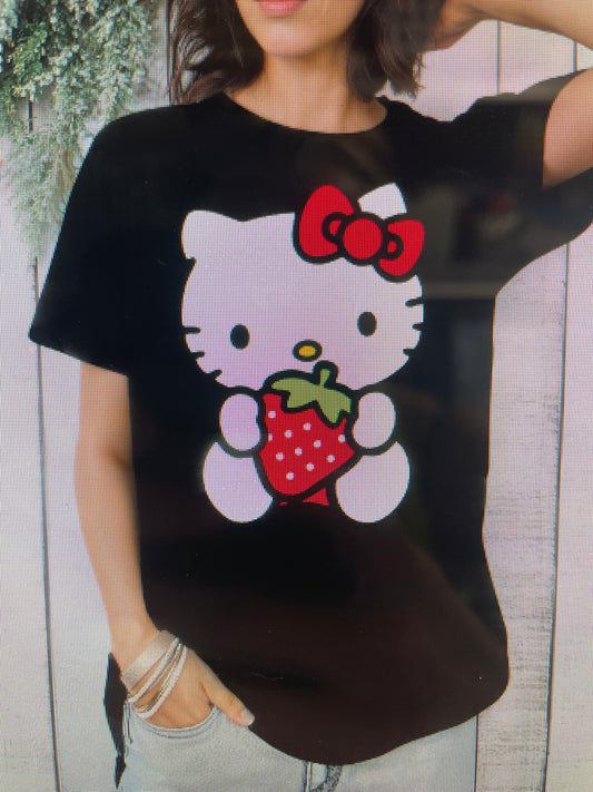 Hello kitty strawberry black shirt