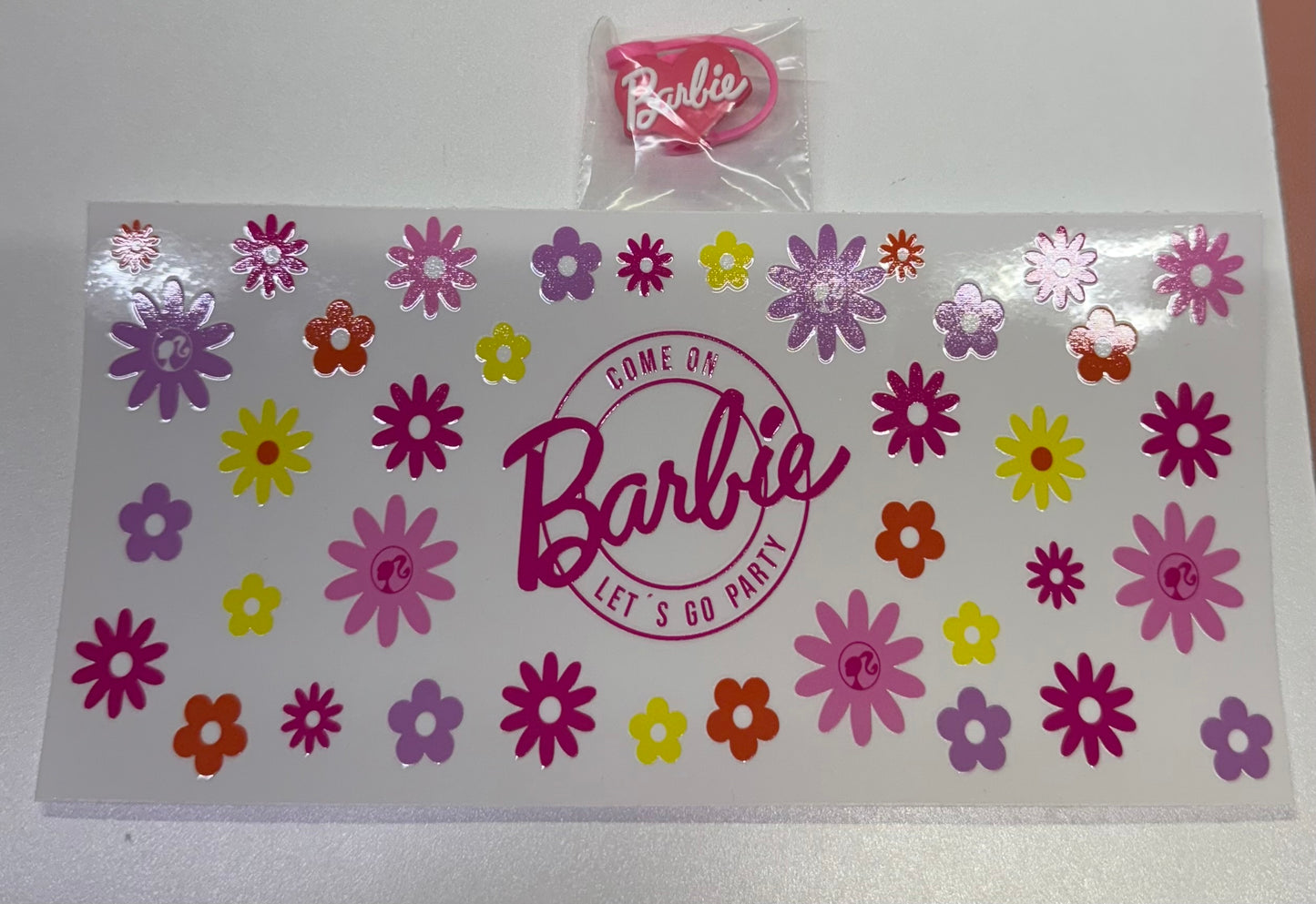 Barbie flowers Cup Transfer & Straw topper