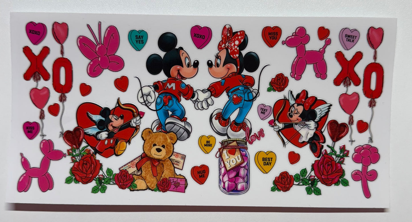 Mickey and Minnie Walking Away Holding Hands Cup Transfer