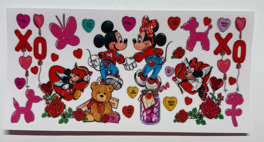 Mickey and Minnie Walking Away Holding Hands Cup Transfer