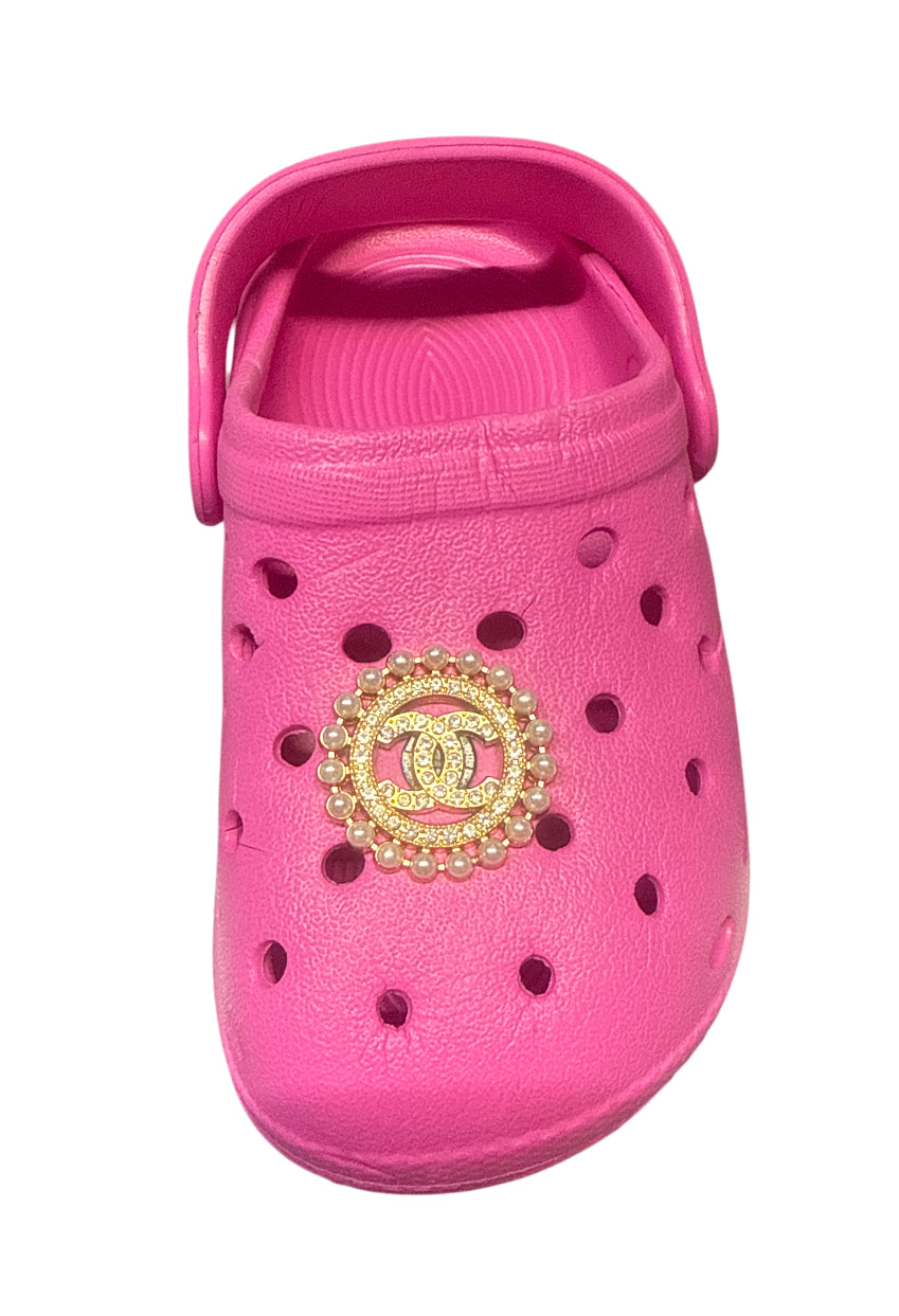 Cc circle diamonds metal Shoe Charm