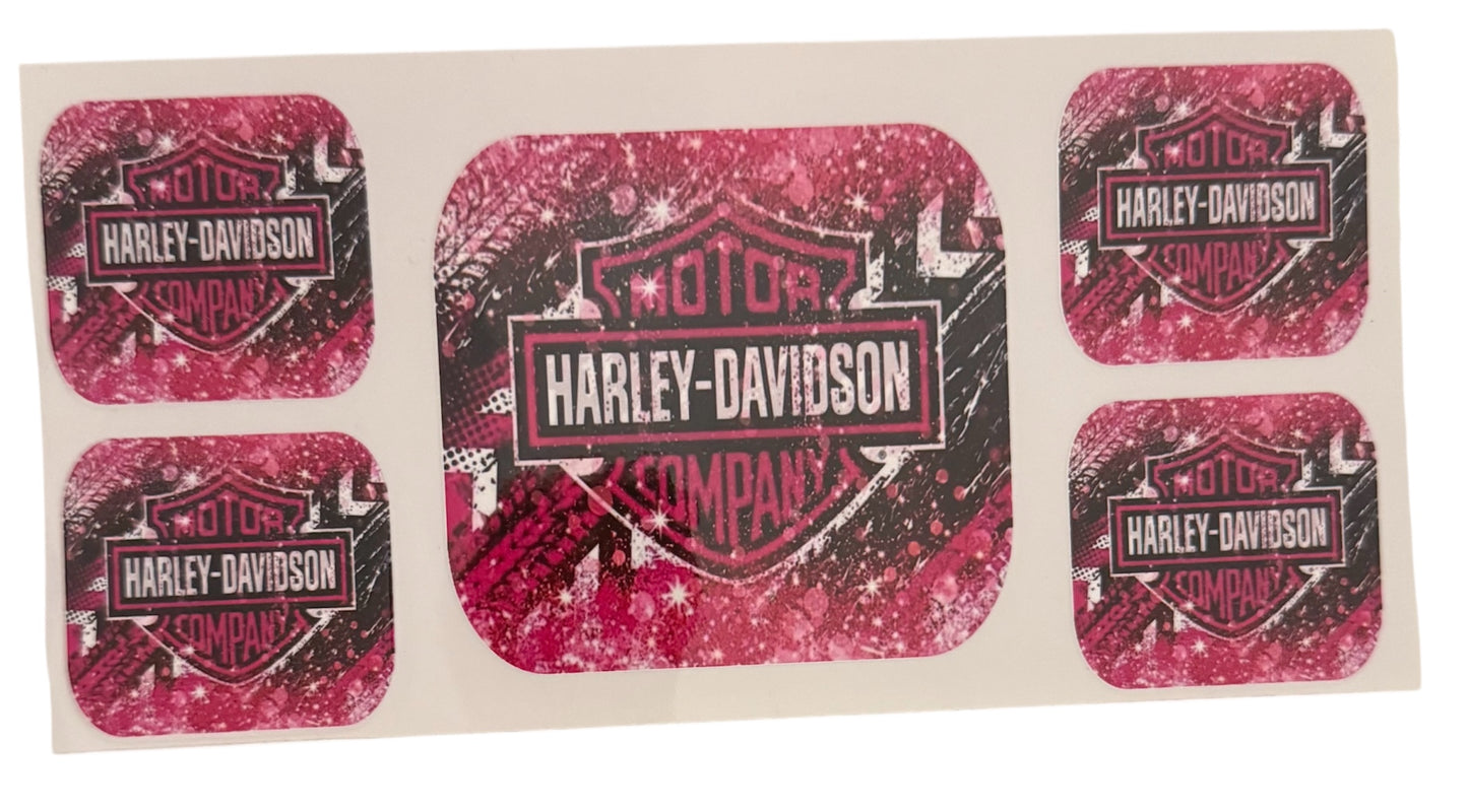 Harley Davidson Pink & Black Glitter Look 5  UV Cup Transfer