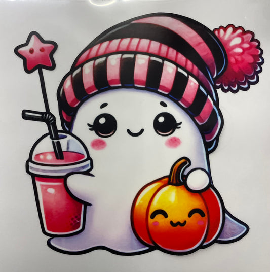 Pink ghost drink star DTF Heat Transfer