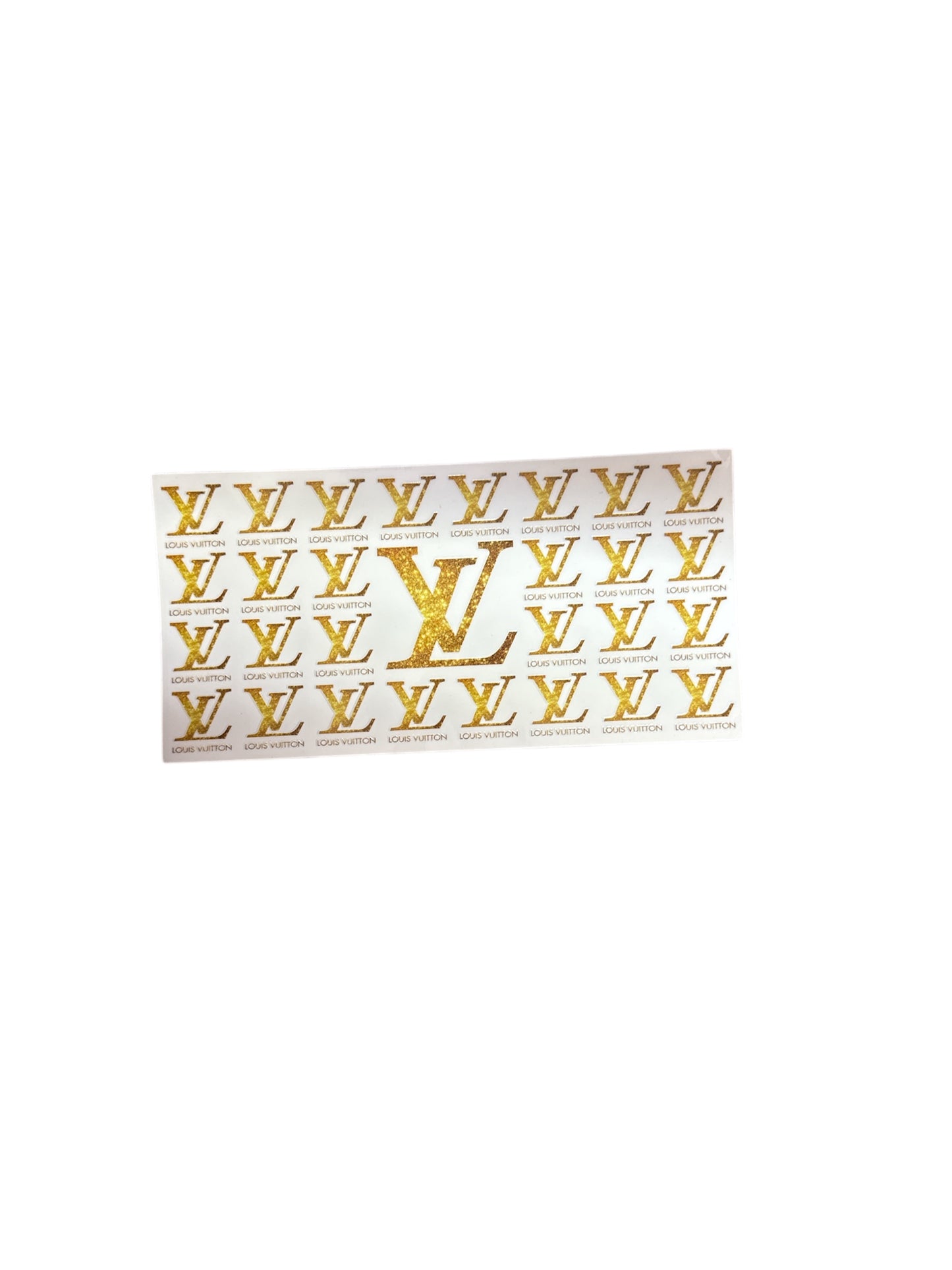 Big LV and Smalls Gold Glitter Look Cup Transfer