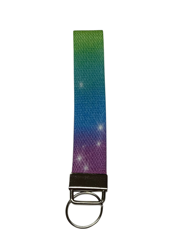 Rainbow white specks / Key fob holder Wristlet