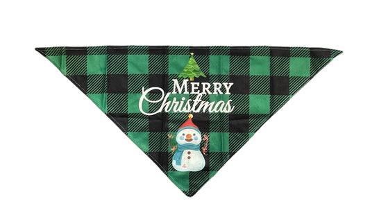 Dog neck bandana merry Christmas plaid