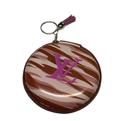 Lv pink brown lines storage keychain