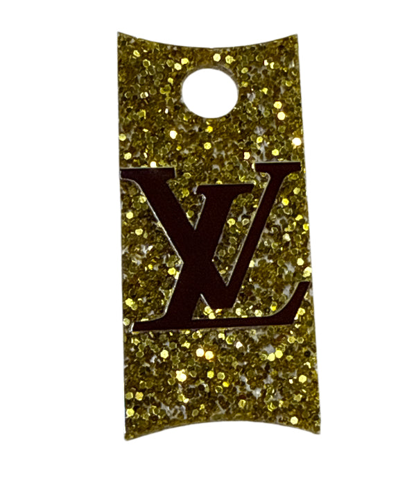 Brown Lv & gold glitter plate cover