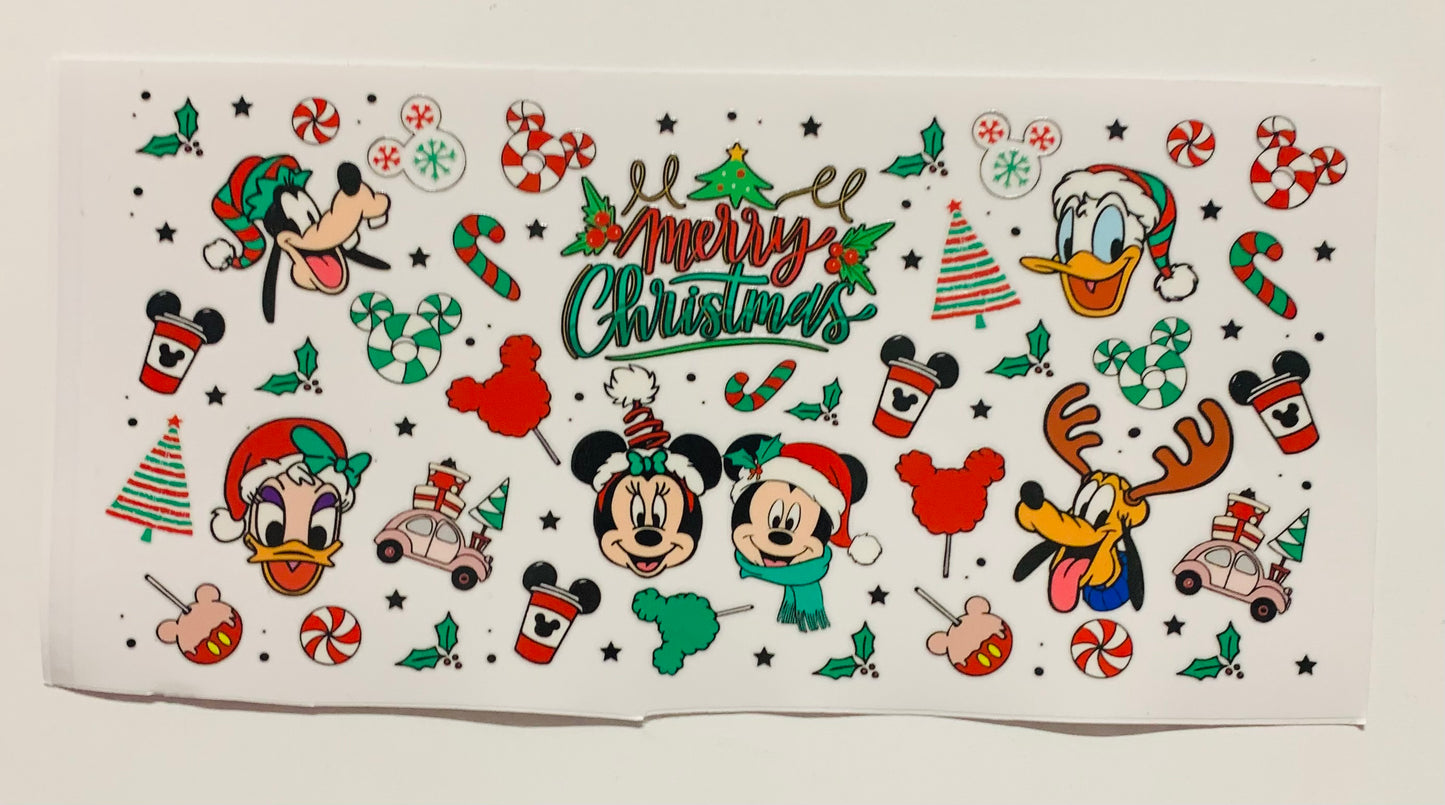 Mickey Minnie & Crew Merry Christmas  Cup Transfer