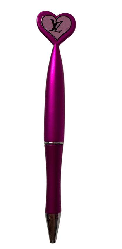 Metallic Pink/ purple heart shaped pen